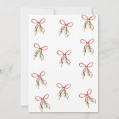 Red Bow Ribbon Winter Wedding Kaart (Achterkant)