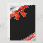 Red Bow & Sparkles Chic Black Holiday Invitations (Dos)