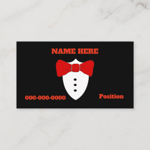 Red Bow Stropdas, Tux, add info Visitekaartje