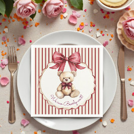 Red Bow Teddy Bear Baby Shower Napkins Servet