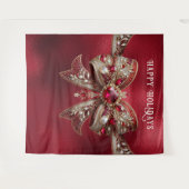 Red Bow Vakantie Achtergrond Wandkleed (Voorkant (horizontaal))