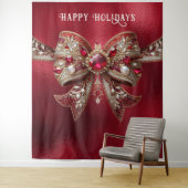 Red Bow Vakantie Achtergrond Wandkleed (In situ)