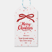 Red Bow vrolijk kerstcadeau label Cadeaulabel (Voorkant)