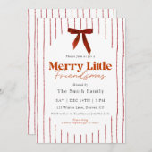 Red Bow Watercolor Merry Little Friendsmas Kaart (Voorkant / Achterkant)
