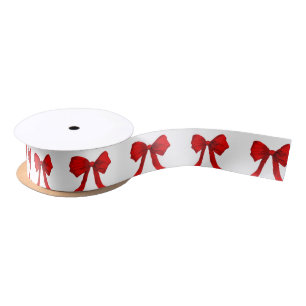 Red Bow White Ribbon Lint