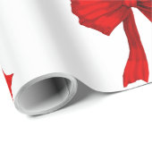 Red Bow White Wrapping Paper Cadeaupapier (Rol Hoek)