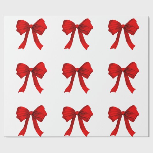 Red Bow White Wrapping Paper Cadeaupapier (Vlak)