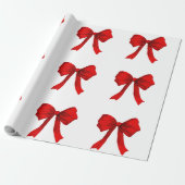 Red Bow White Wrapping Paper Cadeaupapier (Uitgerold)