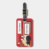 Red Bowling Pins en 🎳 | Bowler Bagagelabel (Voorkant verticaal)
