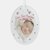 Red Bows eerste kerst Baby Ornament (Voorkant links)