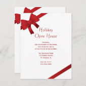 Red Bows Holiday Open House Party Invitation (Devant / Derrière)