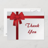 Red Bows Winter Dank je Briefkaart (Voorkant / Achterkant)
