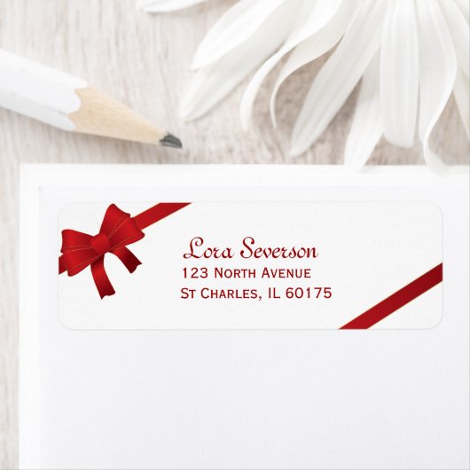 Red Bows Winter Retouradres Etiket (Insitu)