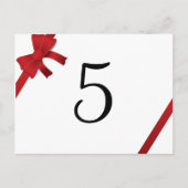 Red Bows Winter Wedding Numéro de table (Devant)