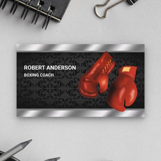 Red Boxer Handschoenen Professional Boxing Coach T Visitekaartje