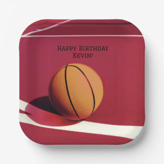 Red Boys verjaardagsfeestje basketbal Papieren Bordje