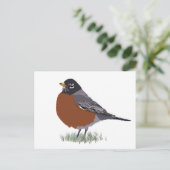 Red Breasted American Robin Digitally Drawn Bird Briefkaart (Staand voorkant)