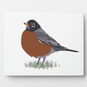 Red Breasted American Robin Digitally Drawn Bird Fotoplaat (Voorkant)