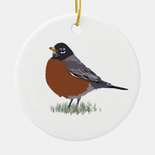 Red Breasted American Robin Digitally Drawn Bird Keramisch Ornament (Voorkant)