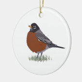 Red Breasted American Robin Digitally Drawn Bird Keramisch Ornament (Links)