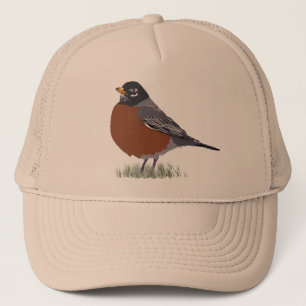 Red Breasted American Robin Digitally Drawn Bird Trucker Pet