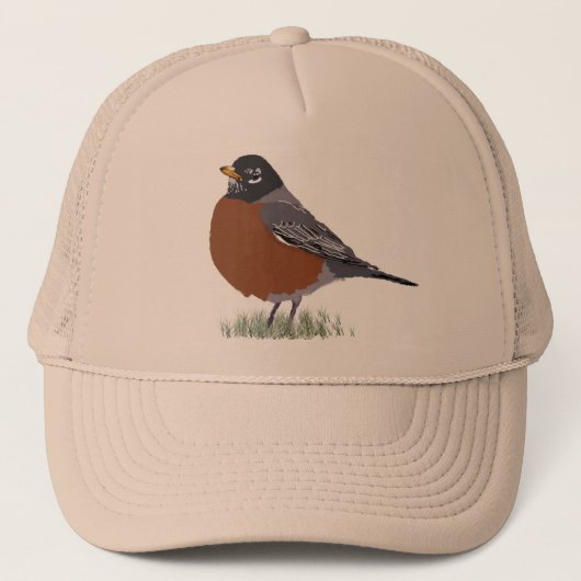 Red Breasted American Robin Digitally Drawn Bird Trucker Pet (Voorkant)