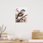 Red Breasted Nuthatch Bird Art Print Poster (Keuken)
