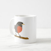 Red Breasted Robin op Branch Koffiemok (Voorkant links)