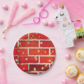 Red Brick & Glitter Holiday Naughty of Nice Party Papieren Bordje (Feest)