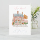 Red Brick Home Moving Announcement Kaart (Staand voorkant)