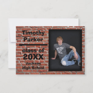 Red Brick met foto's - 3x5 Afstuderen aankondiging