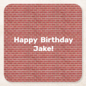 Red Brick Wall aangepast Vierkante Kartonnen Onderzetter (Voorkant)