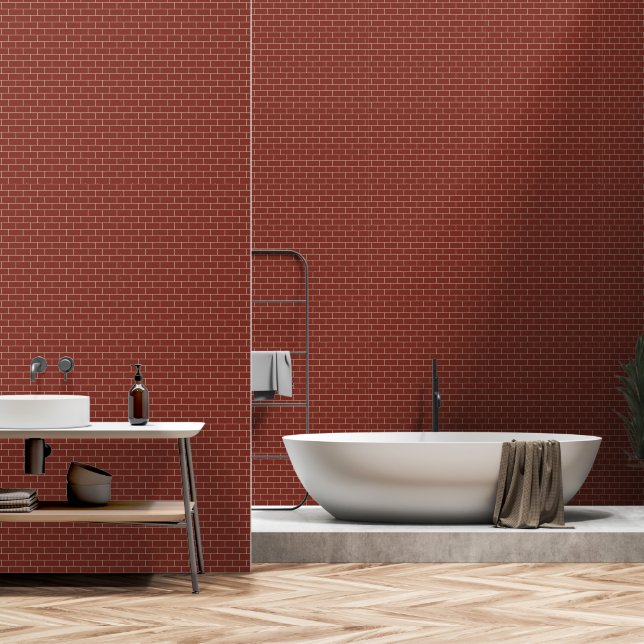 Red Brick Wall Pattern Behang (Badkamer)
