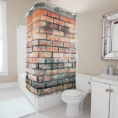 Red brick wall with stainsabstract, aged,archittu douchegordijn (In situ)