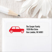 Red British Mini Cooper Custom Adresetiketten Etiket (Insitu)
