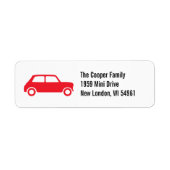 Red British Mini Cooper Custom Adresetiketten Etiket (Voorkant)