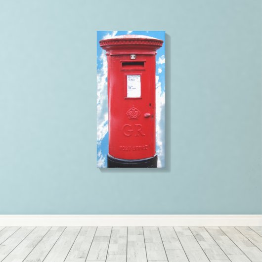 Red British Post box Canvas Afdruk (Insitu (Houten vloer))