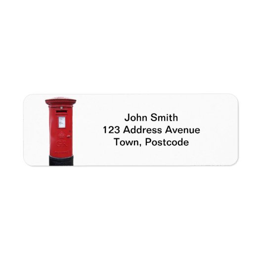 Red British Post box Etiket (Voorkant)
