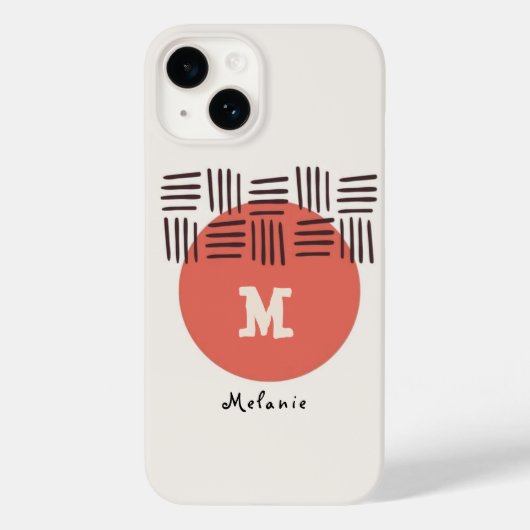 Red brown abstract aesthetic minimal Monogram Case-Mate iPhone Case (Achterkant)