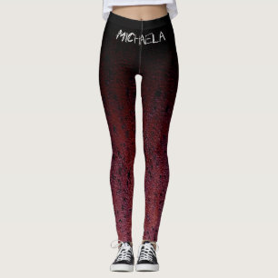 Red Brown Black Ombre Rust Metal Patina Jouw naam Leggings