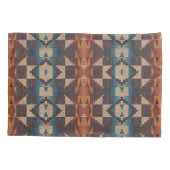 Red Brown Blauwgroen Blue Oranje Tribal Pattern Kussensloop (Achterkant-Links)