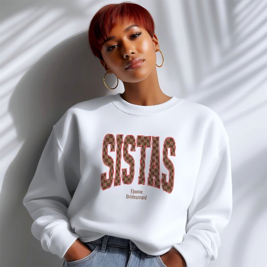 Red + Brown Checkered Varsity SISTAS Trui