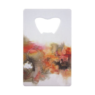 Red Brown Oranje White Modern Abstracte Art Kredietkaart Flessenopener
