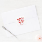 Red Brush Script Believe In The Magic Christmas Vierkante Sticker (Envelop)