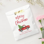 Red Brush Script Kerstmis  Truck Bedankzakje (Gezegeld)