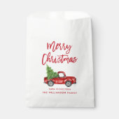 Red Brush Script Kerstmis  Truck Bedankzakje (Voorkant)