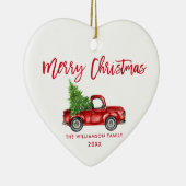 Red Brush Script  Red Truck Heart Keramisch Ornament (Rechts)