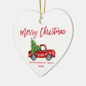 Red Brush Script  Red Truck Heart Keramisch Ornament (Links)