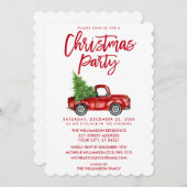 Red Brush Script  Truck Kerstparty S Kaart (Voorkant / Achterkant)