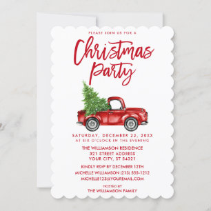 Red Brush Script  Truck Kerstparty S Kaart